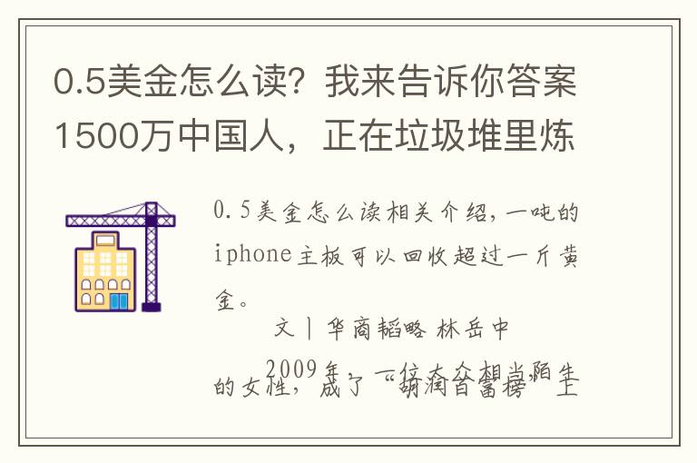 0.5美金怎么读？我来告诉你答案1500万中国人，正在垃圾堆里炼金