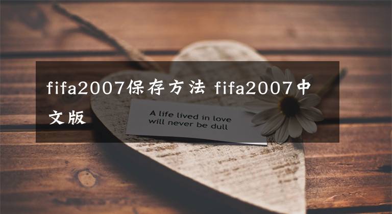 fifa2007保存方法 fifa2007中文版
