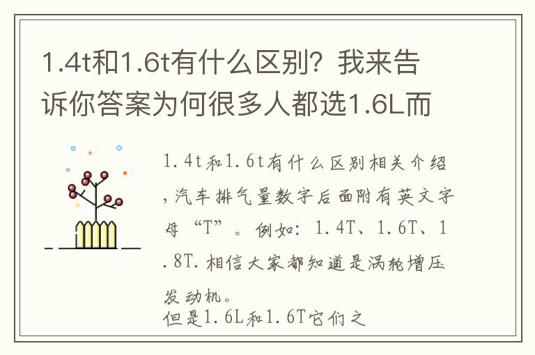 1.4t和1.6t有什么区别？我来告诉你答案为何很多人都选1.6L而不选1.6T？