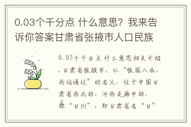 0.03个千分点 什么意思？我来告诉你答案甘肃省张掖市人口民族概况