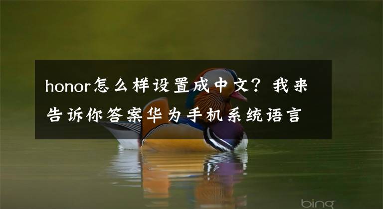 honor怎么样设置成中文？我来告诉你答案华为手机系统语言变成英文或者其他乱码了怎么调回中文？