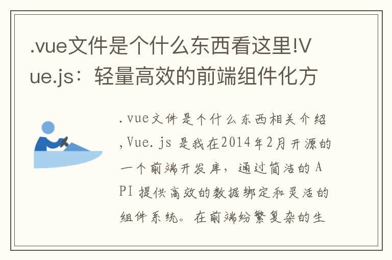 .vue文件是个什么东西看这里!Vue.js：轻量高效的前端组件化方案