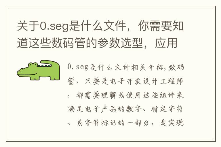 关于0.seg是什么文件，你需要知道这些数码管的参数选型，应用，问题分析，以及编程思路讲解