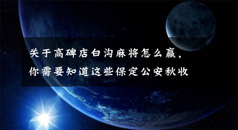 关于高碑店白沟麻将怎么赢，你需要知道这些保定公安秋收100掀起追逃风暴