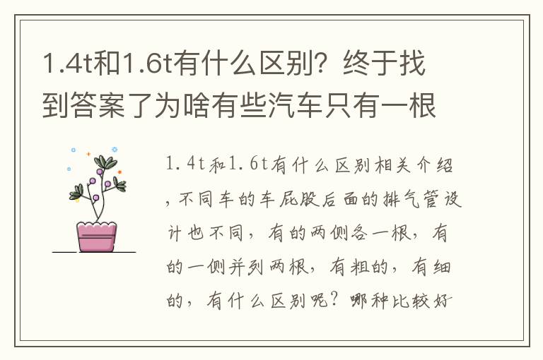 1.4t和1.6t有什么区别？终于找到答案了为啥有些汽车只有一根排气管，有些是两根呢？区别这么大