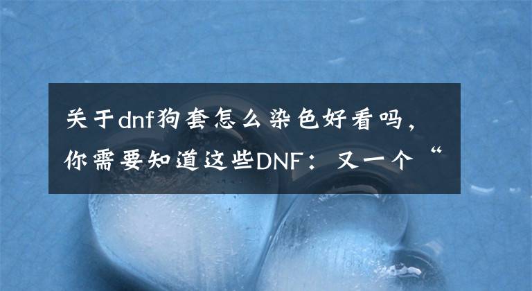 关于dnf狗套怎么染色好看吗，你需要知道这些DNF：又一个“黑马”道具出现！因动物套崛起，拍卖行涨了4倍