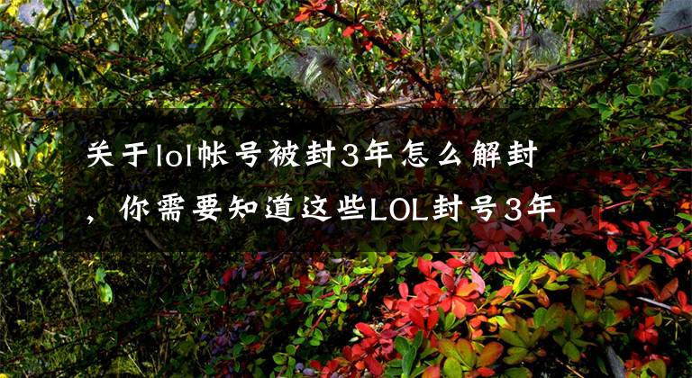 关于lol帐号被封3年怎么解封，你需要知道这些LOL封号3年解封 LOL误封三年怎么办？被封三年能解除吗？