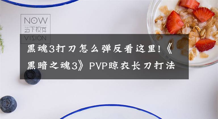 黑魂3打刀怎么弹反看这里!《黑暗之魂3》PVP晾衣长刀打法心得