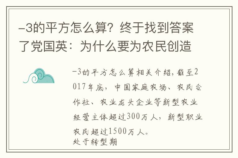 -3的平方怎么算？终于找到答案了党国英：为什么要为农民创造就近兼业条件？