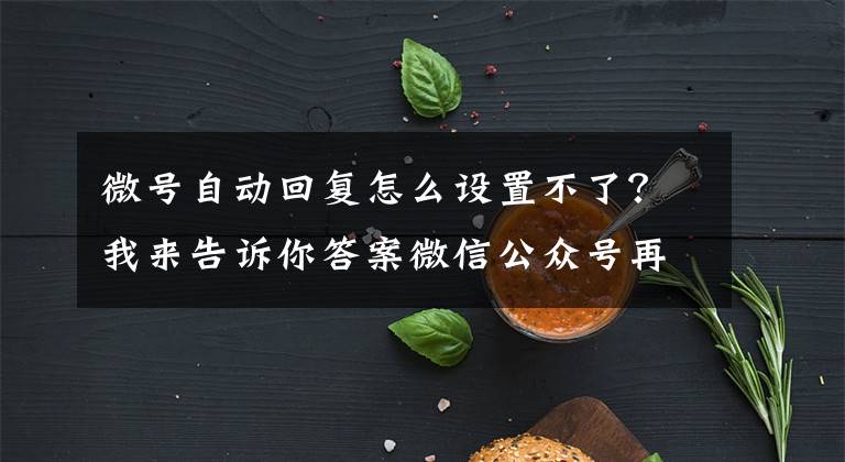 微号自动回复怎么设置不了？我来告诉你答案微信公众号再开放新接口：自动回复和自定义菜单配置