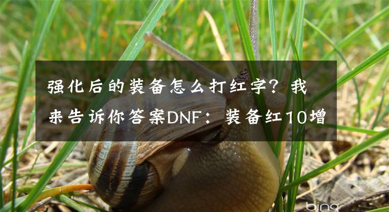 强化后的装备怎么打红字？我来告诉你答案DNF：装备红10增幅小技巧！成功率能提升，可额外节省金币