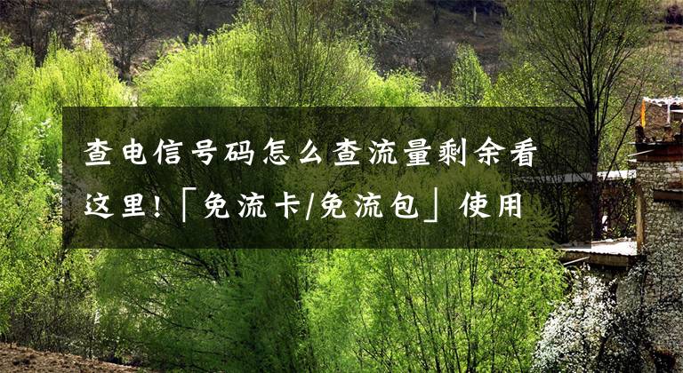 查电信号码怎么查流量剩余看这里!「免流卡/免流包」使用问题——怎么设置免流量看头条