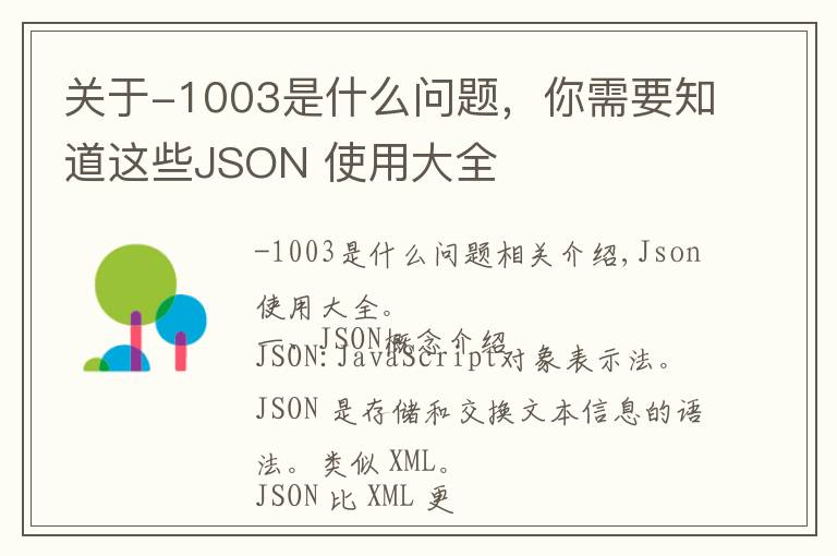 关于-1003是什么问题，你需要知道这些JSON 使用大全