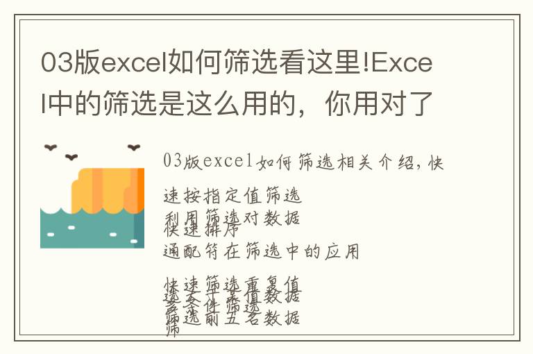 03版excel如何筛选看这里!Excel中的筛选是这么用的，你用对了吗？