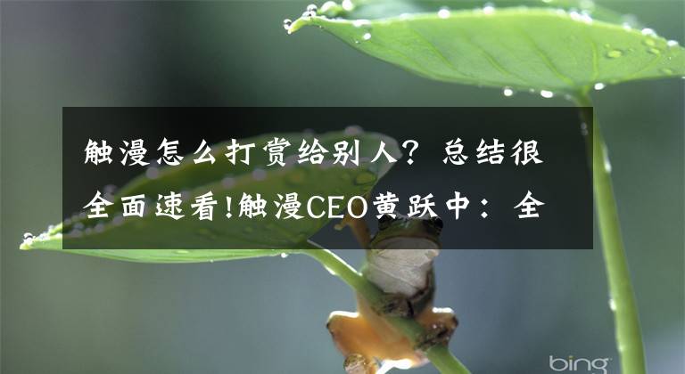 触漫怎么打赏给别人？总结很全面速看!触漫CEO黄跃中：全民虚拟创作，一个新流量生态的崛起