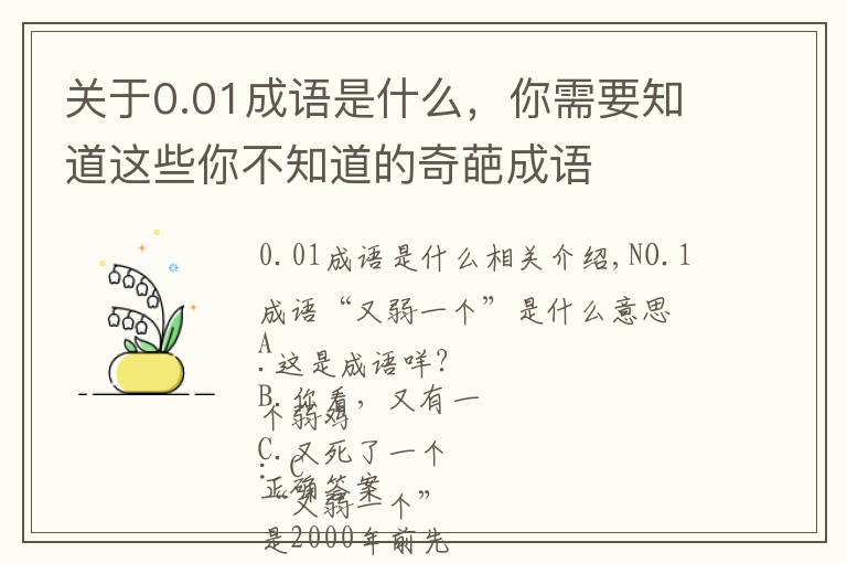 关于0.01成语是什么，你需要知道这些你不知道的奇葩成语