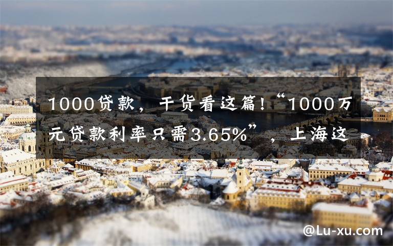 1000贷款，干货看这篇!“1000万元贷款利率只需3.65%”，上海这个镇推出一揽子惠企政策
