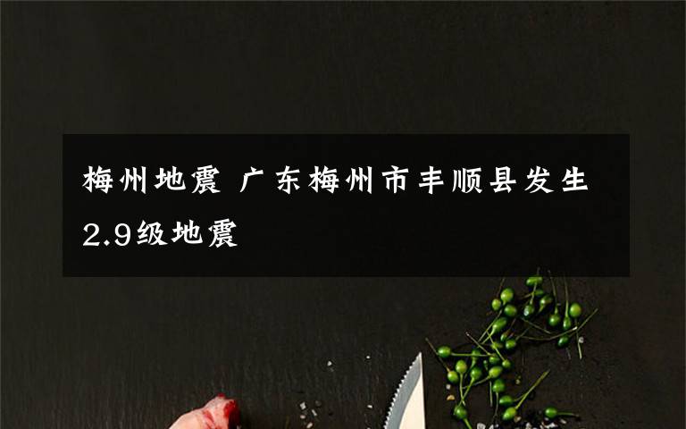 梅州地震 广东梅州市丰顺县发生2.9级地震