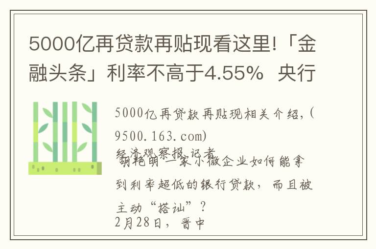 5000亿再贷款再贴现看这里!「金融头条」利率不高于4.55%  央行5000亿再贷款再贴现资金投向追踪