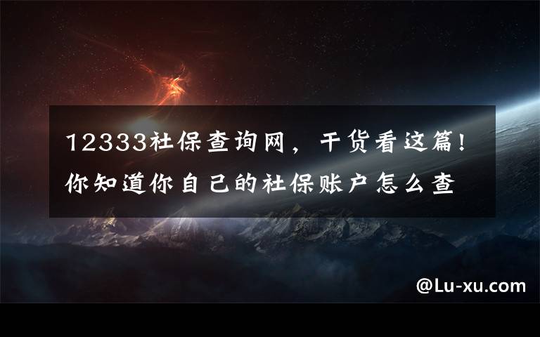 12333社保查询网，干货看这篇!你知道你自己的社保账户怎么查吗？