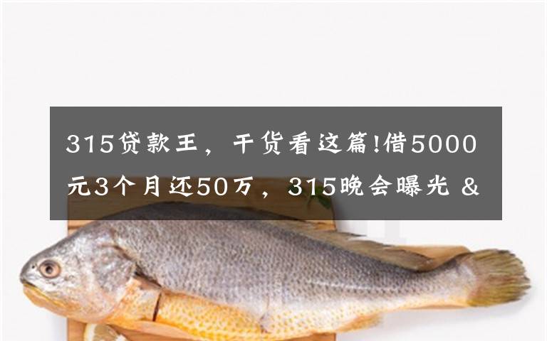 315贷款王，干货看这篇!借5000元3个月还50万，315晚会曝光 "714高炮"黑幕，涉及融360等多家网贷平台，中概互金股昨夜大跳水