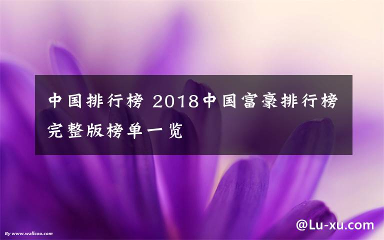 中国排行榜 2018中国富豪排行榜完整版榜单一览