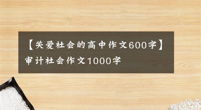 【关爱社会的高中作文600字】审计社会作文1000字