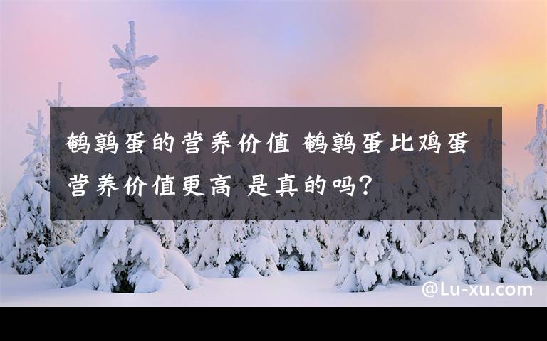 鹌鹑蛋的营养价值 鹌鹑蛋比鸡蛋营养价值更高 是真的吗？