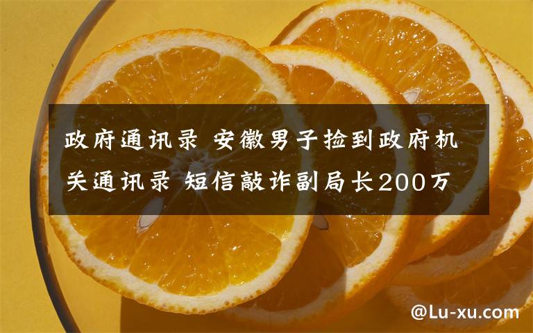 政府通讯录 安徽男子捡到政府机关通讯录 短信敲诈副局长200万