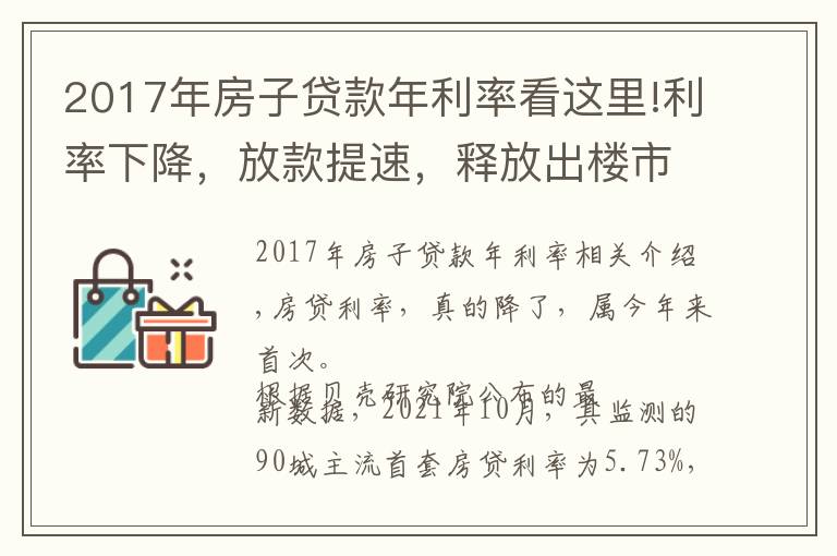 2017年房子贷款年利率看这里!利率下降，放款提速，释放出楼市的什么信号？