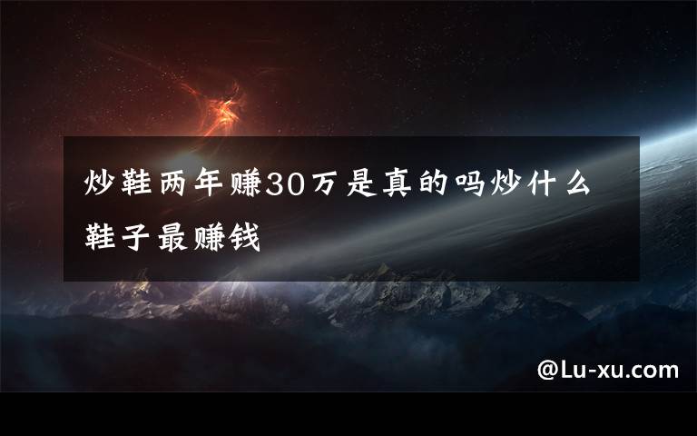 炒鞋两年赚30万是真的吗炒什么鞋子最赚钱