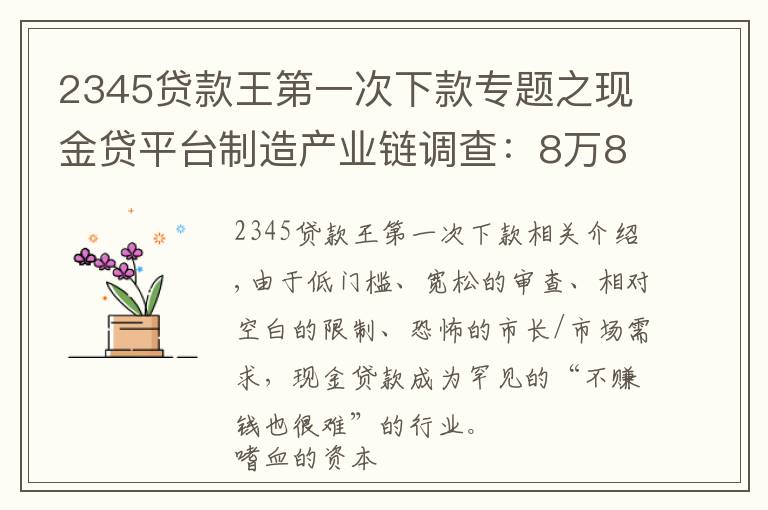 2345贷款王第一次下款专题之现金贷平台制造产业链调查：8万8买套系统就开张，有人撸贷款买房