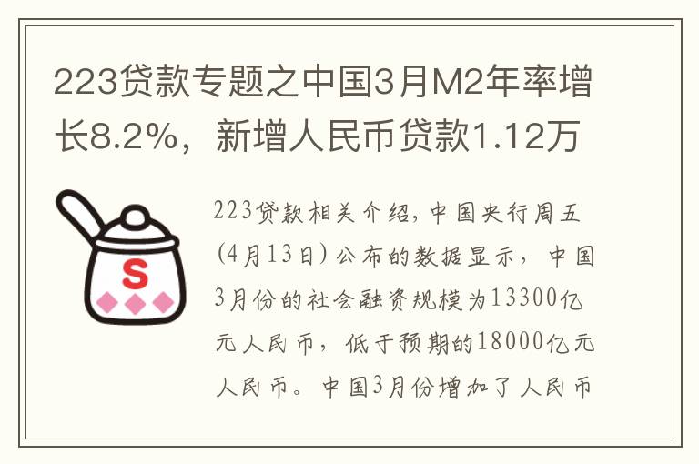 223贷款专题之中国3月M2年率增长8.2%，新增人民币贷款1.12万亿元