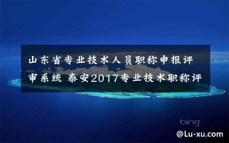 山东省专业技术人员职称申报评审系统 泰安2017专业技术职称评审开始