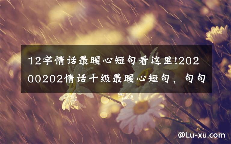 12字情话最暖心短句看这里!20200202情话十级最暖心短句，句句甜到爆，你被撩到了吗？