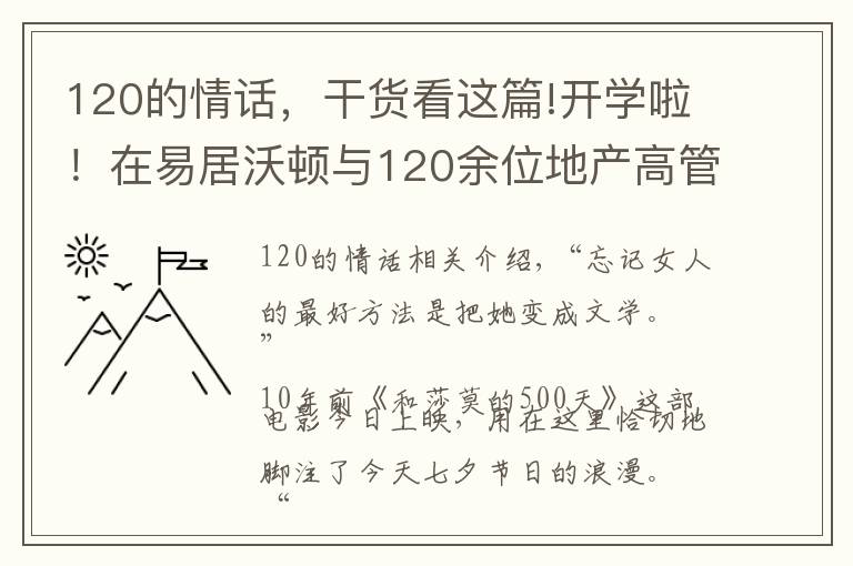 120的情话，干货看这篇!开学啦！在易居沃顿与120余位地产高管初表七夕“情话”