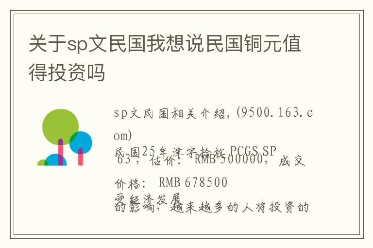 关于sp文民国我想说民国铜元值得投资吗