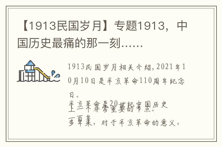 【1913民国岁月】专题1913，中国历史最痛的那一刻……