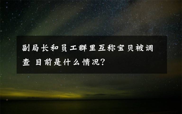 副局长和员工群里互称宝贝被调查 目前是什么情况？