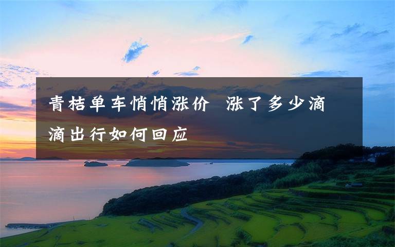 青桔单车悄悄涨价  涨了多少滴滴出行如何回应