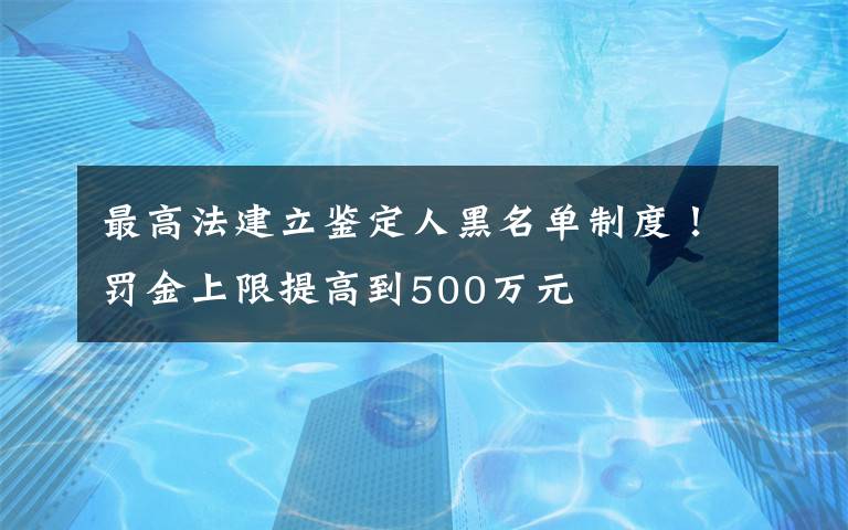 最高法建立鉴定人黑名单制度！罚金上限提高到500万元