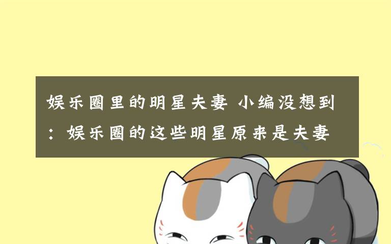 娱乐圈里的明星夫妻 小编没想到：娱乐圈的这些明星原来是夫妻！