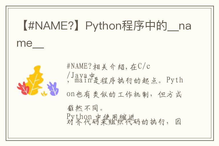 【#NAME?】Python程序中的__name__