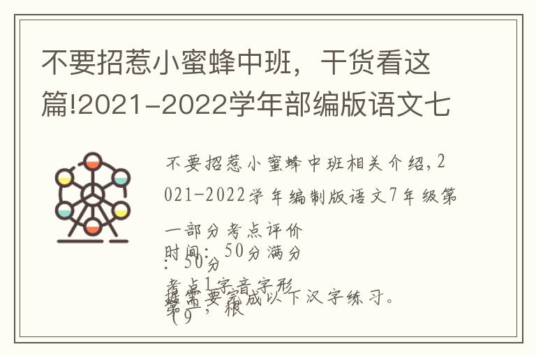 不要招惹小蜜蜂中班，干货看这篇!2021-2022学年部编版语文七年级上册第一单元考点测评