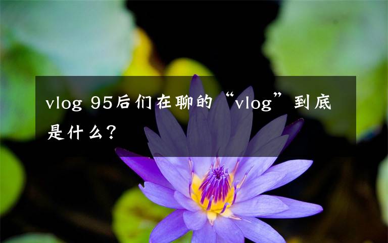 vlog 95后们在聊的“vlog”到底是什么？