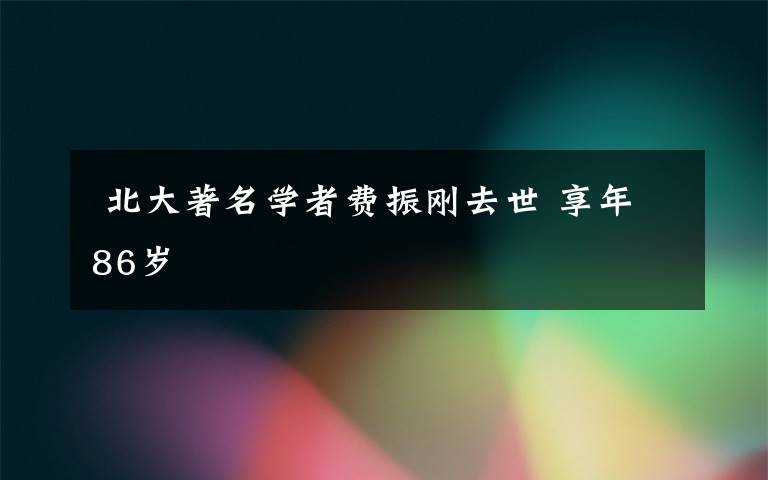  北大著名学者费振刚去世 享年86岁