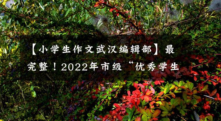 【小学生作文武汉编辑部】最完整！2022年市级“优秀学生”等获奖者名单公示