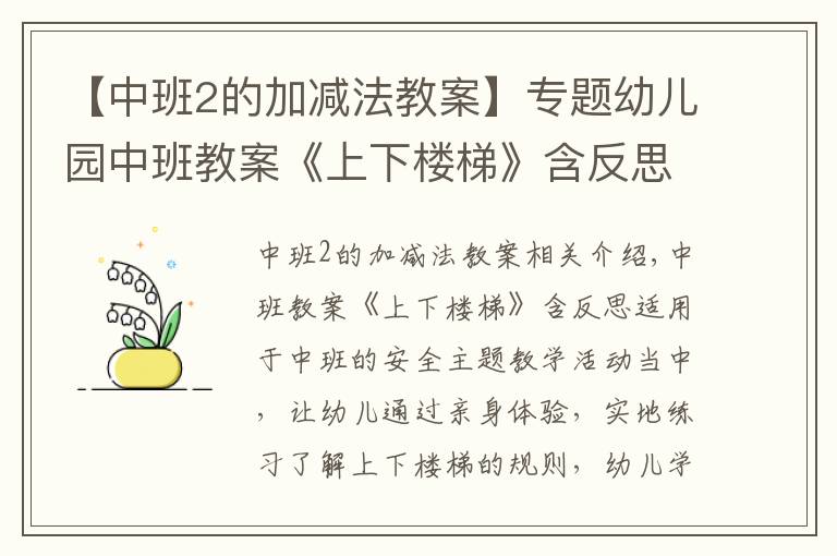 【中班2的加减法教案】专题幼儿园中班教案《上下楼梯》含反思