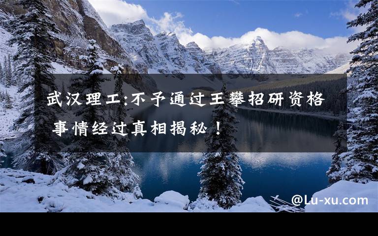 武汉理工:不予通过王攀招研资格 事情经过真相揭秘！