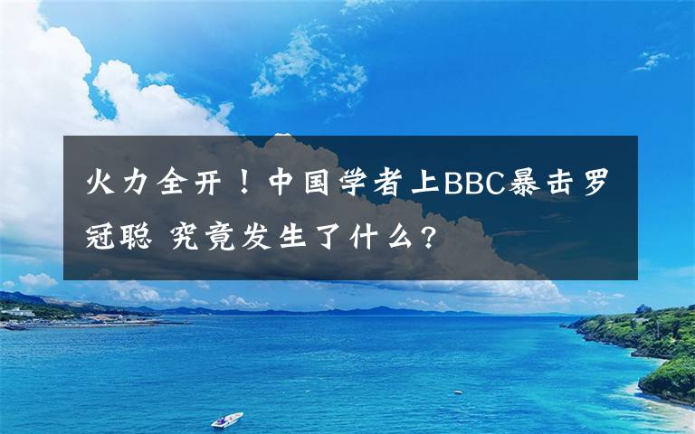 火力全开！中国学者上BBC暴击罗冠聪 究竟发生了什么?